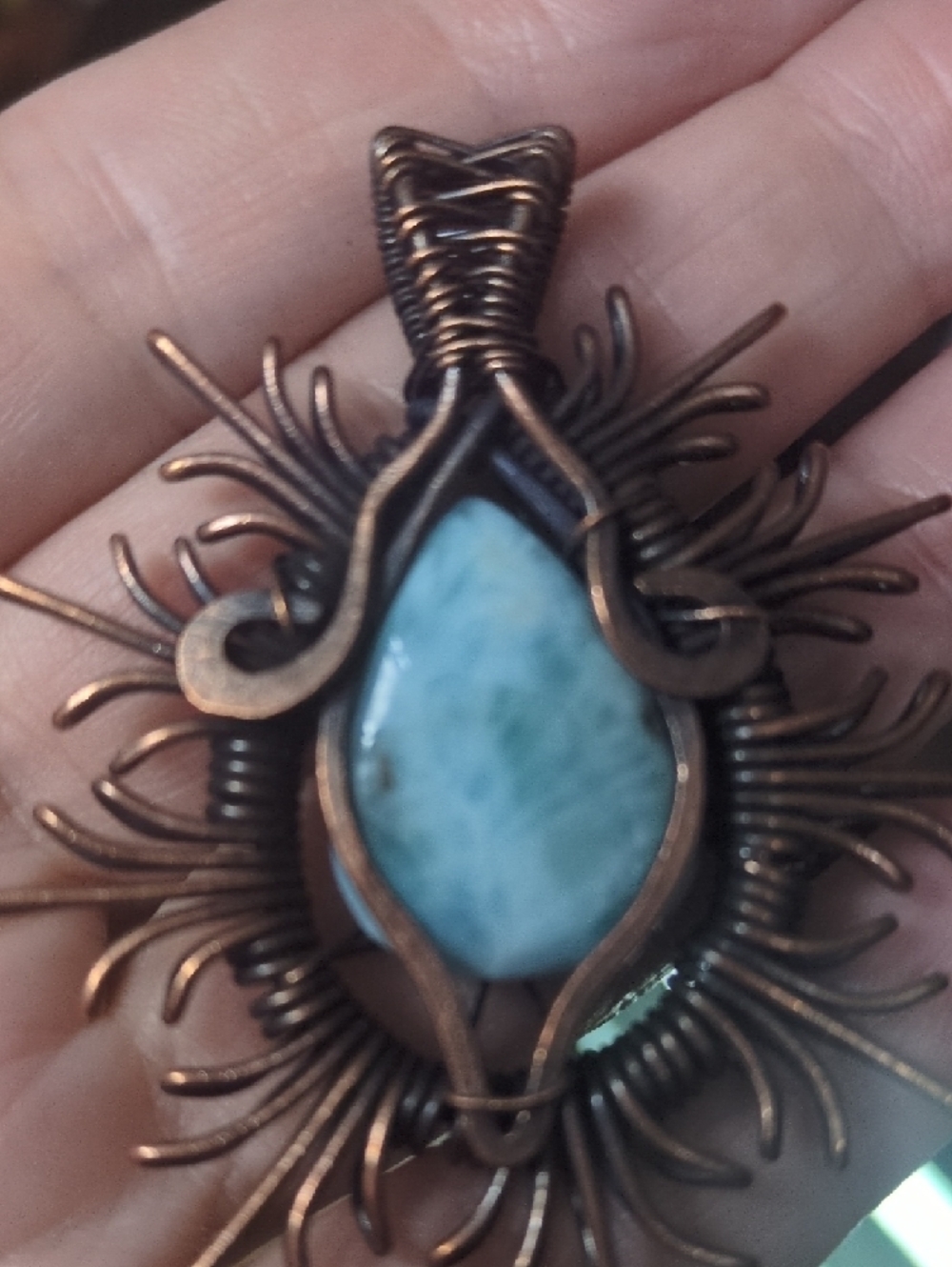 Copper Wrapped Larimar  Gemstone